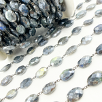 Load image into Gallery viewer, Coated Labradorite Oval Shape Oxidized Wire Chain. CLB51
