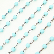 Turquoise Rondel Oxidized Wire Chain. TRQ33