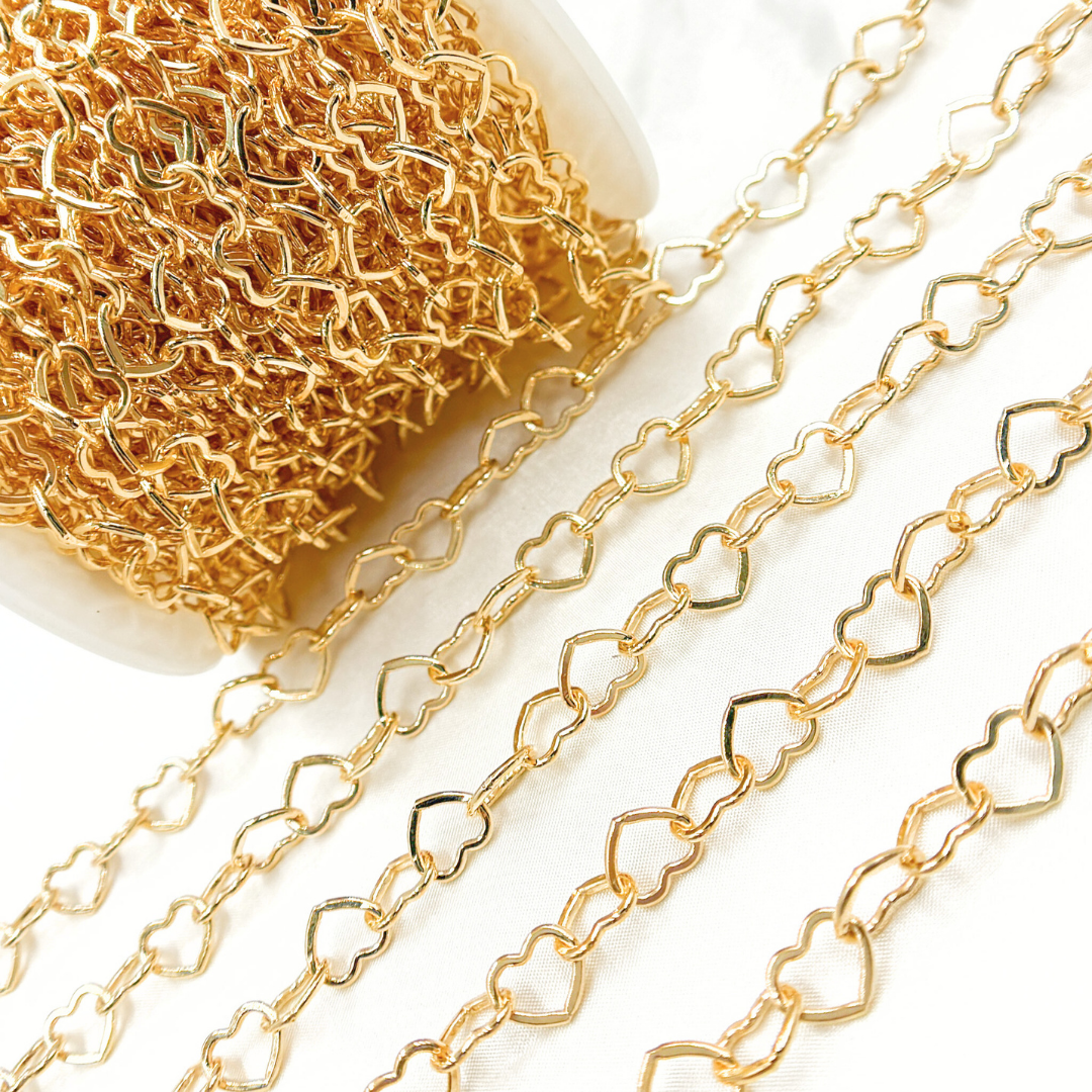 14k Gold Filled Flat Heart Link Chain. 1408FGF
