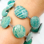 Load image into Gallery viewer, Amazonite Oval Shape Oxidized Wire Chain. AMZ4
