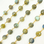 Load image into Gallery viewer, Labradorite Round Shape Gold Plated Wire Chain. LAB87
