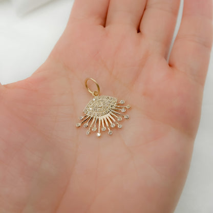 14k Solid Gold Diamond and Gemstones Eye Charm. GDP527