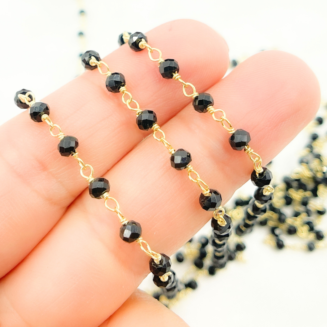 Black Spinel Gold Plated Wire Chain. BSP40