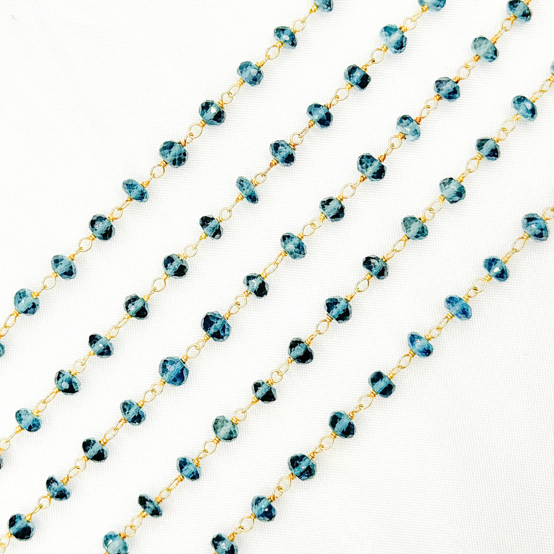 London Blue Topaz Gold Plated 925 Sterling Silver Wire Chain. BT1