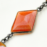 Load image into Gallery viewer, Coated Peach Moonstone Mix Shape Bezel Oxidized Wire Chain. CMS12
