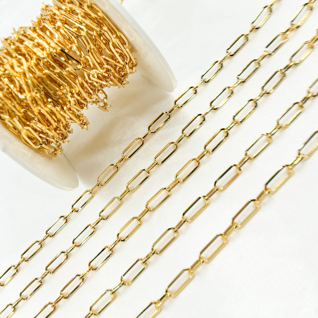 Gold Plated 925 Sterling Silver Flat Long & Short Link Chain. V149GP