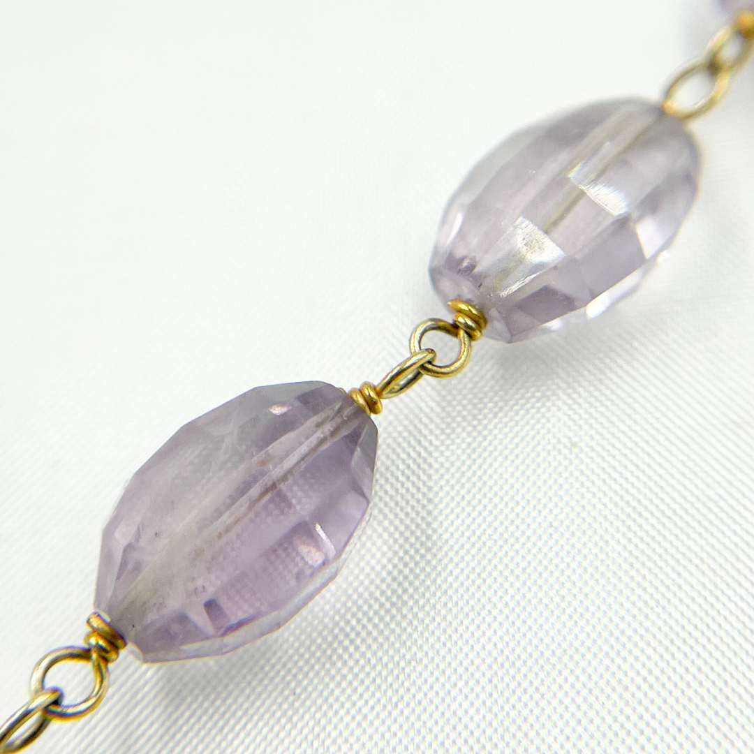 Pink Amethyst Gold Plated Wire Chain. AME19