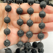 Lava Gemstone Round Shape Wire Chain.
