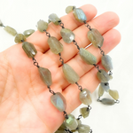 Load image into Gallery viewer, Labradorite Organic Shape Oxidized Wire Chain. LAB96
