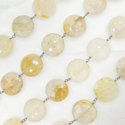 Golden Rutile Coin Shape Oxidized Wire Chain.