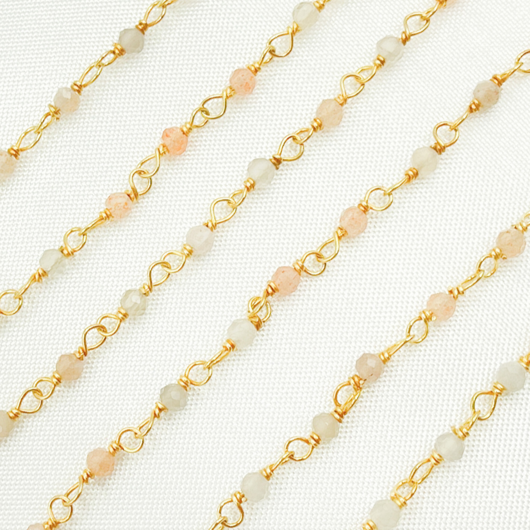 Coated Peach Moonstone Wire Chain. CMS58