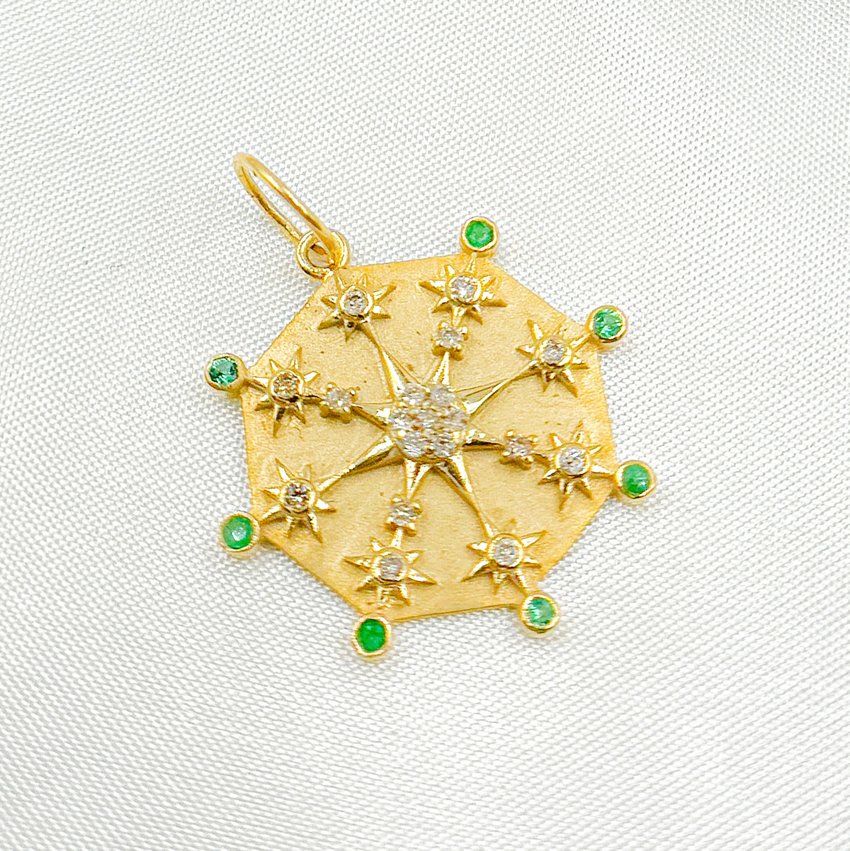 GDP662. 14k Solid Gold Diamond Circle Charm