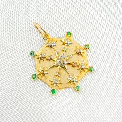 GDP662. 14k Solid Gold Diamond Circle Charm