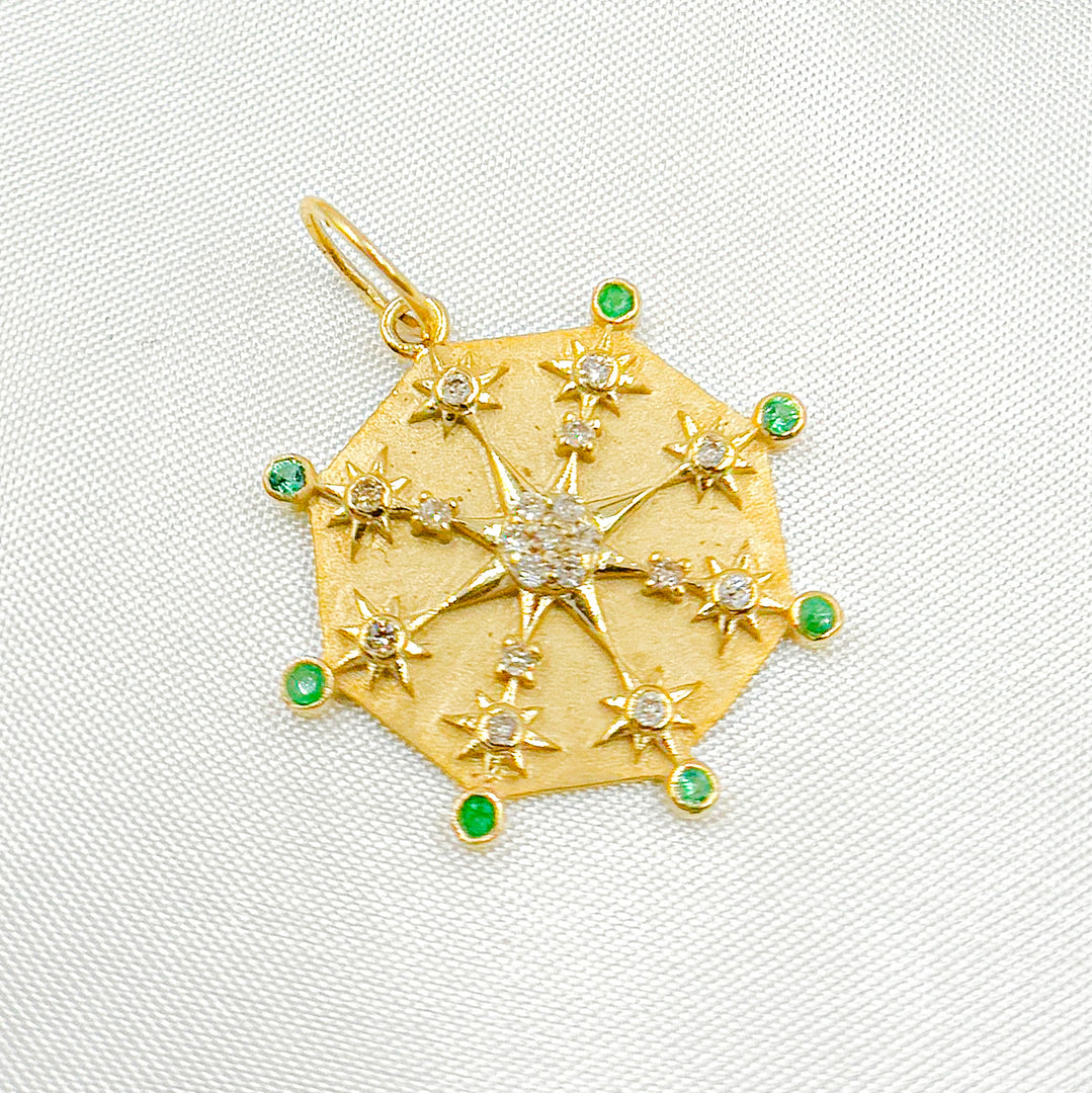 GDP662. 14k Solid Gold Diamond Circle Charm