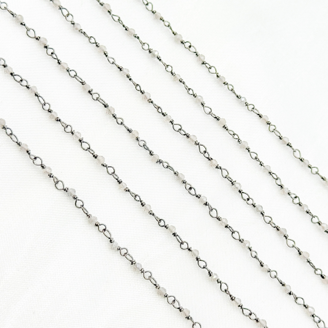 Coated Grey Moonstone Oxidized Wire Chain. CMS49