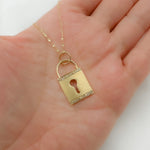 Load image into Gallery viewer, 14K Solid Gold Lock Charm with Diamonds. GDP94
