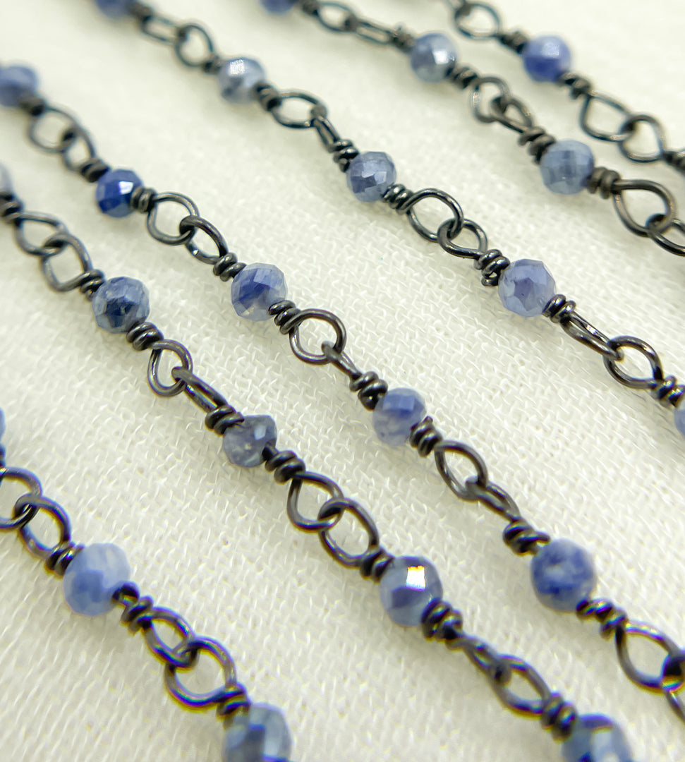 Coated Blue Quartz Wire Wrap Chain. CQU18