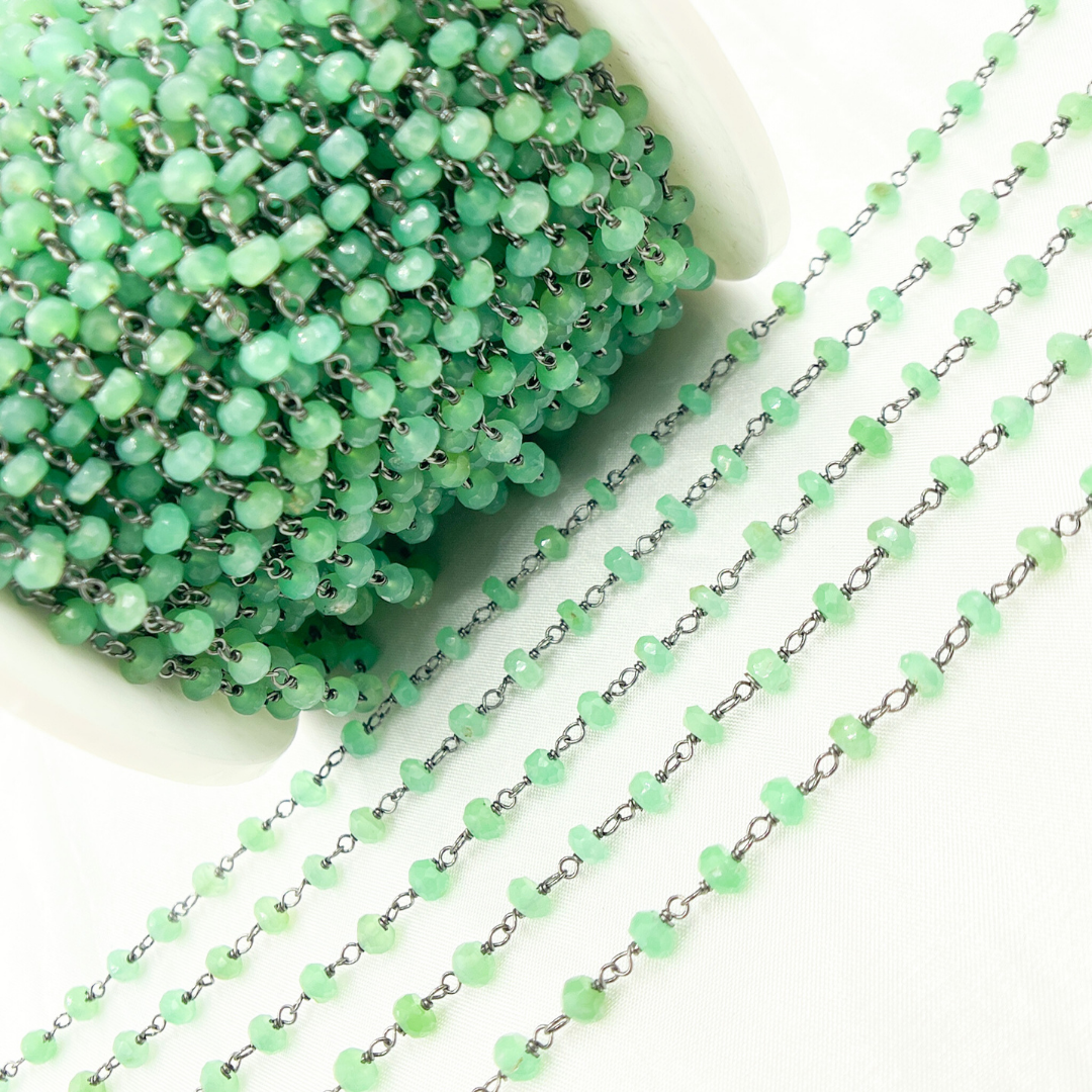 Chrysoprase Oxidized Wire Chain. CHR2