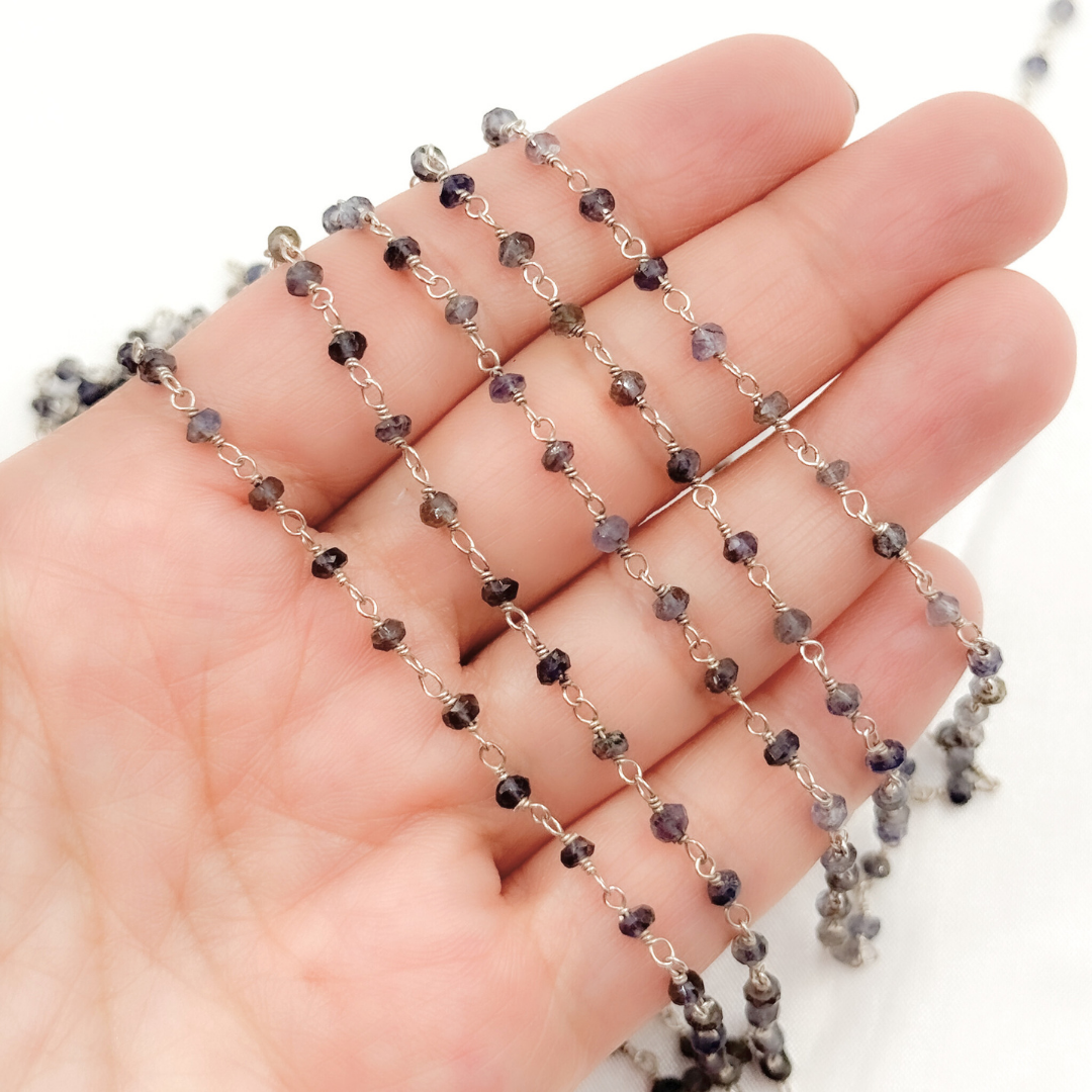 Iolite 925 Sterling Silver Wire Chain. IOL2