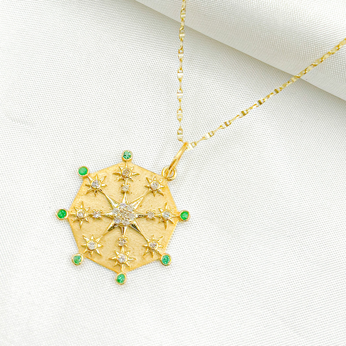 GDP662. 14k Solid Gold Diamond Circle Charm