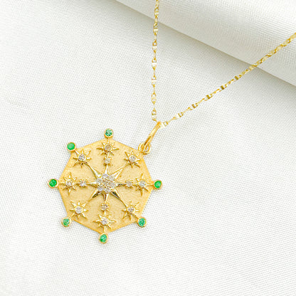GDP662. 14k Solid Gold Diamond Circle Charm