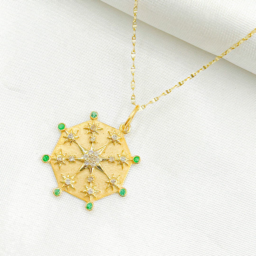 GDP662. 14k Solid Gold Diamond Circle Charm