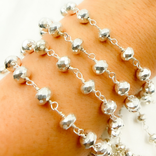 Silver Pyrite 925 Sterling Silver Wire Chain.