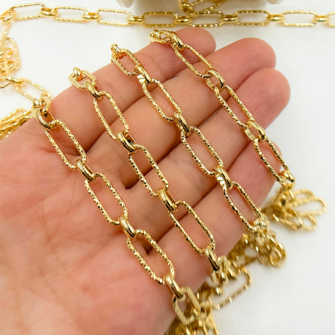 Gold Plated 925 Sterling Silver Paperclip Chain. V166GP