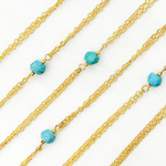 Load image into Gallery viewer, Turquoise Double Gold Plated Connected Wire Chain. TRQ12
