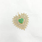 Load image into Gallery viewer, 14k Solid Gold Diamond and Emerald Heart Charm. GDP660
