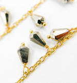 Load image into Gallery viewer, Steel Pyrite Drop Dangle Gold Plated Wire Chain. PYR23
