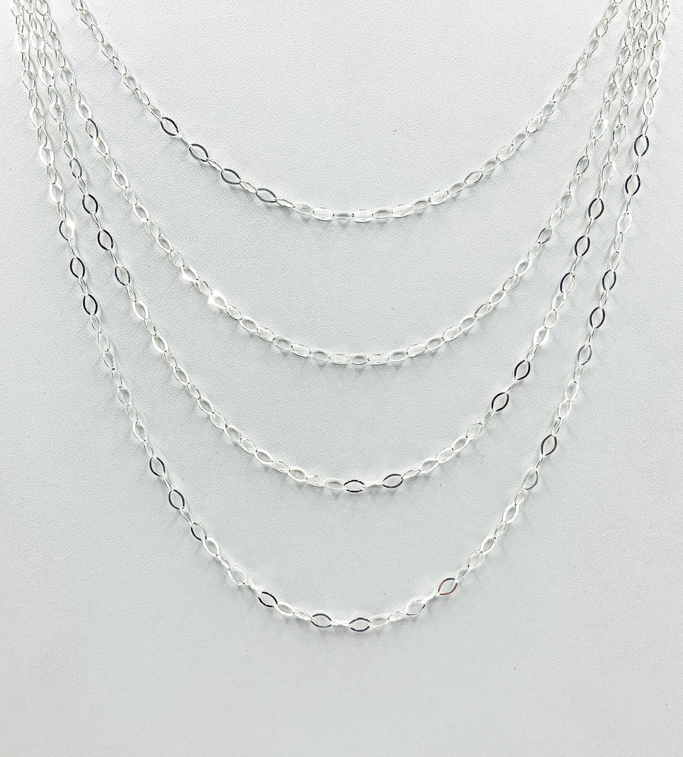 925 Sterling Silver Flat Cable Link Chain. 1091FSS