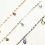 Load image into Gallery viewer, Multi Color Cubic Zirconia 3mm Round  Shape Dangle Chain. CZ42
