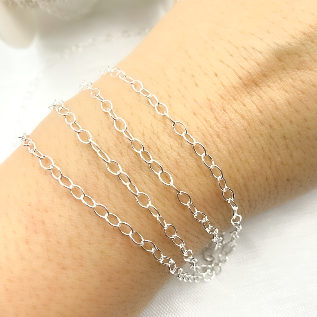 925 Sterling Silver Smooth Oval Link Chain. V198SS