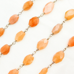 Load image into Gallery viewer, Peach Moonstone Oval Shape Wire Chain. MS63
