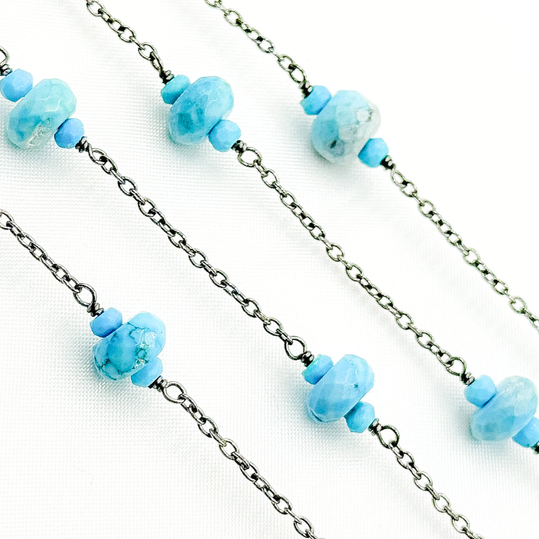 Turquoise Oxidized Connected Wire Chain. TRQ15