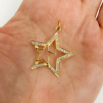 Load image into Gallery viewer, 14K Solid Gold Diamonds Double Star Charm. GDP79
