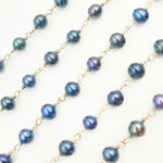 Load image into Gallery viewer, Peacock Pearl Round Shape 925 Sterling Silver Wire Chain. PRL49
