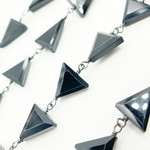 Load image into Gallery viewer, Black Spinel Triangle Shape Oxidized 925 Sterling Silver Wire Chain. BSP50
