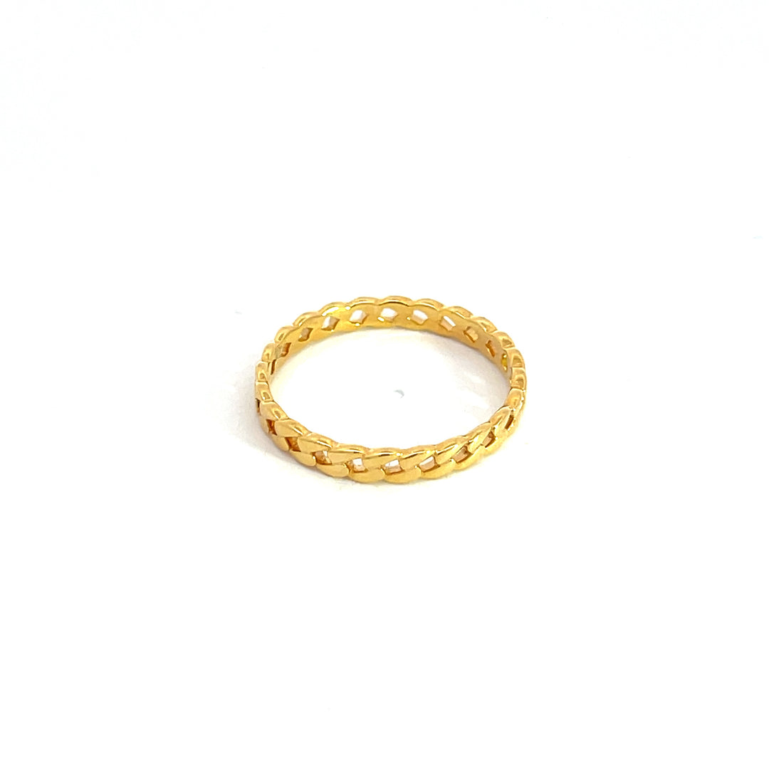 14K Solid Yellow Gold Chain Ring. GDR212