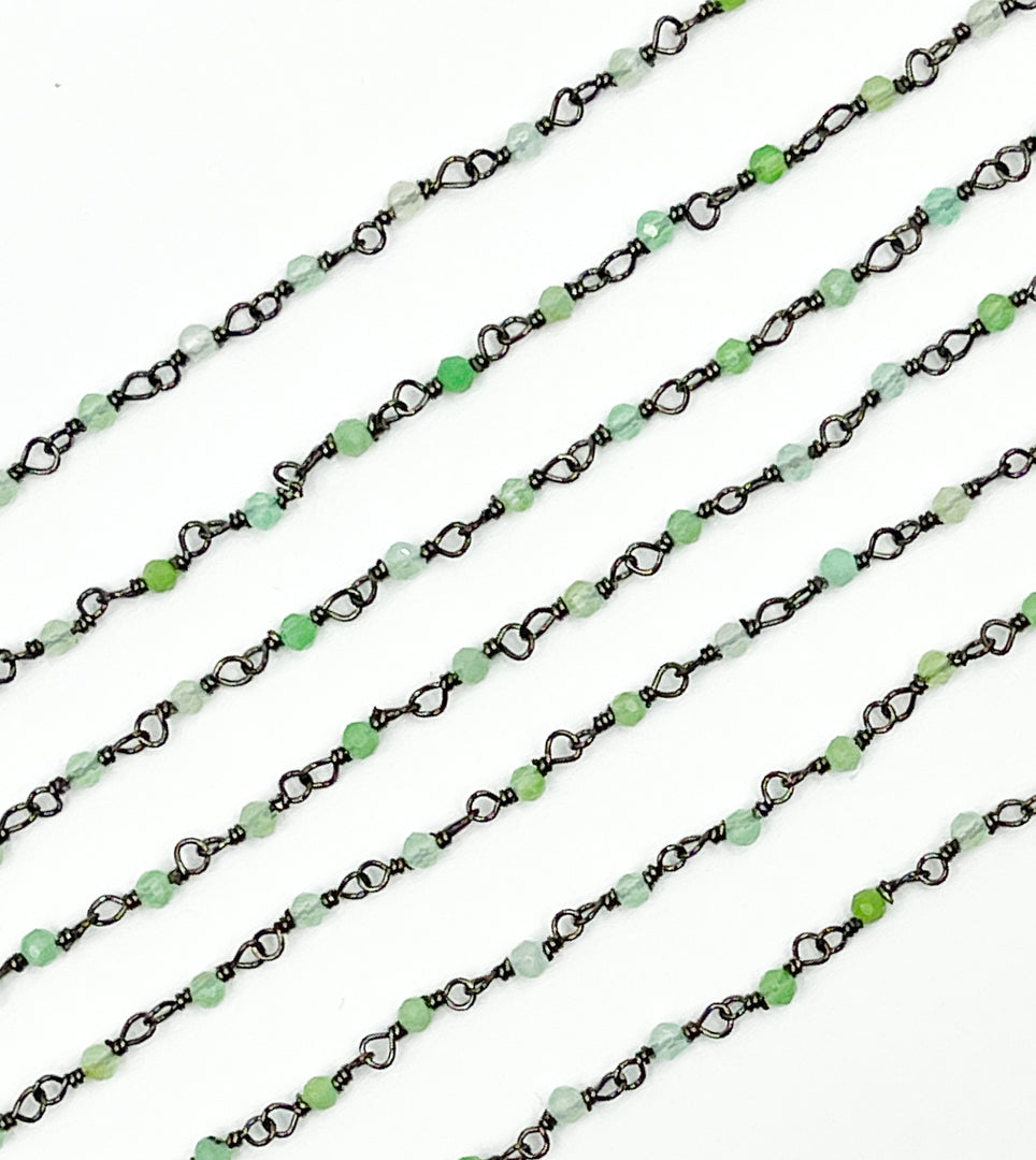 Chrysoprase Gemstone Faceted Wire Wrapped Chains. CHR8