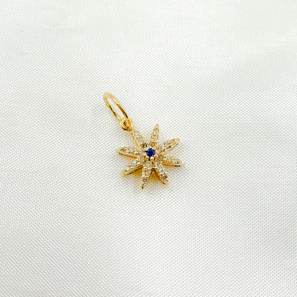 GDP36. 14K Solid Gold Diamonds Star Charm