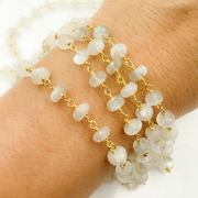 Siloni Moonstone Gold Plated Wire Chain.