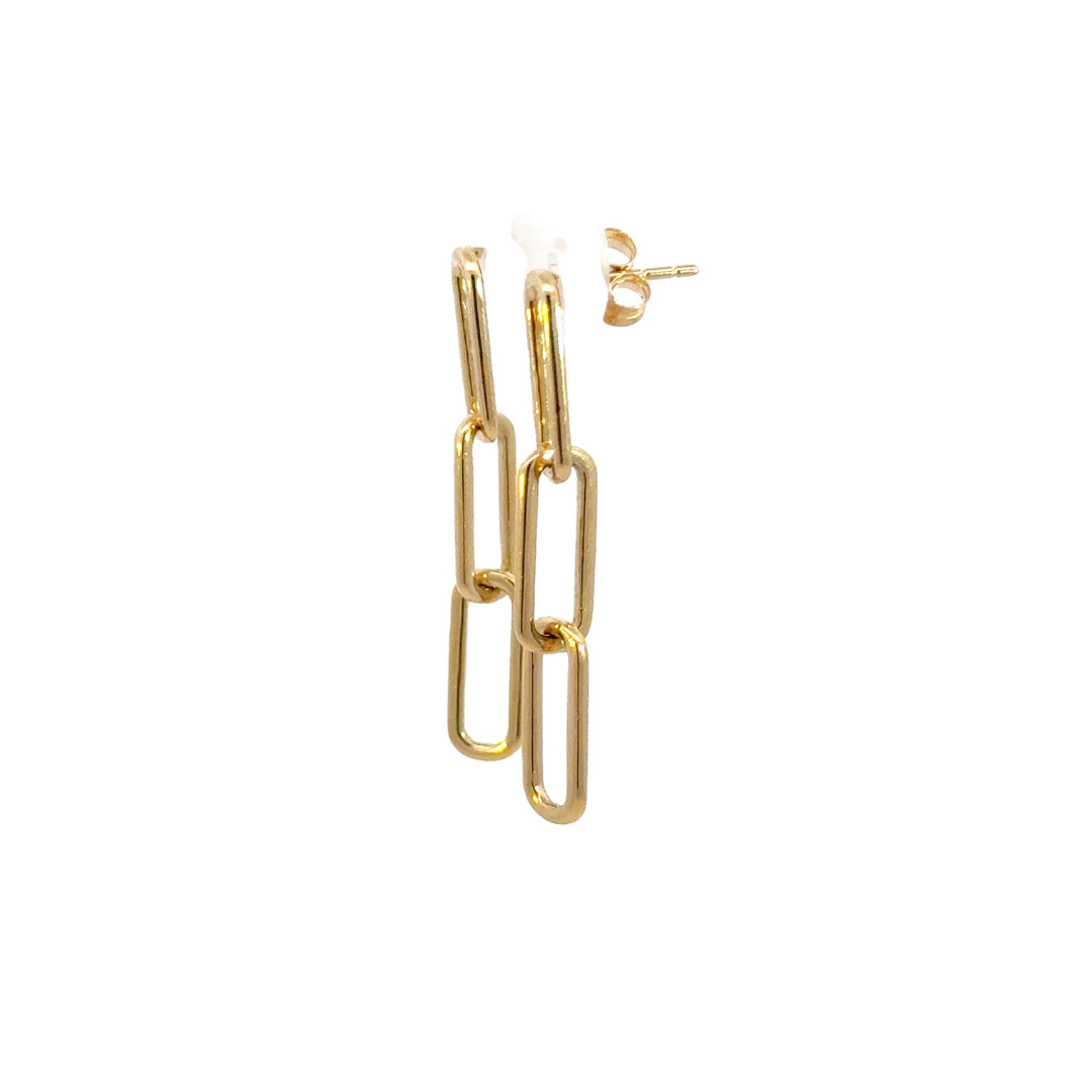 14k Solid Gold Paperclip Dangle Earrings. EFZ52394