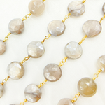 Load image into Gallery viewer, Coated Taupe Moonstone Gold Plated Wire Chain. CMS84
