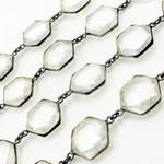 Load image into Gallery viewer, Crystal Hexagon Shape Bezel Oxidized Wire Chain. CR33
