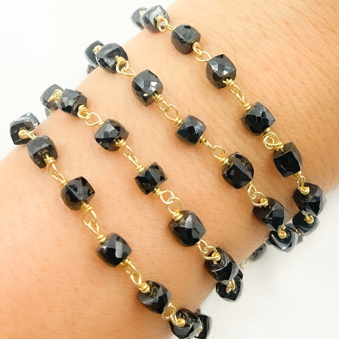 Black Spinel Gold Plated Wire Chain. BSP42