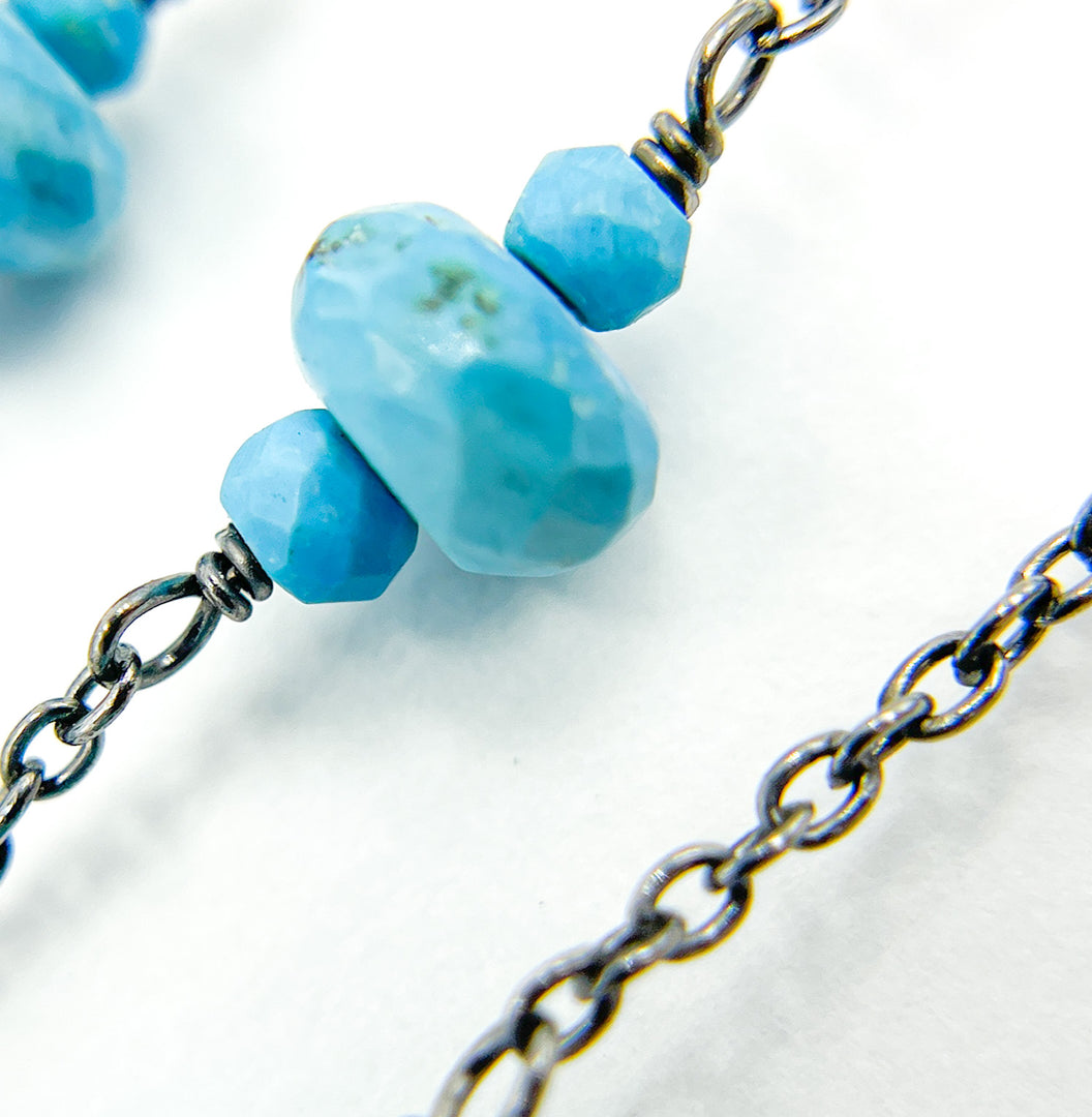 Turquoise Oxidized Connected Wire Chain. TRQ15