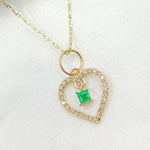 Load image into Gallery viewer, 14k Solid Gold Diamond and Emerald Heart Charm. GDP621
