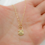 Load image into Gallery viewer, 14K Solid Gold with Diamond Lock Charm with Heart in the Center. GDP553
